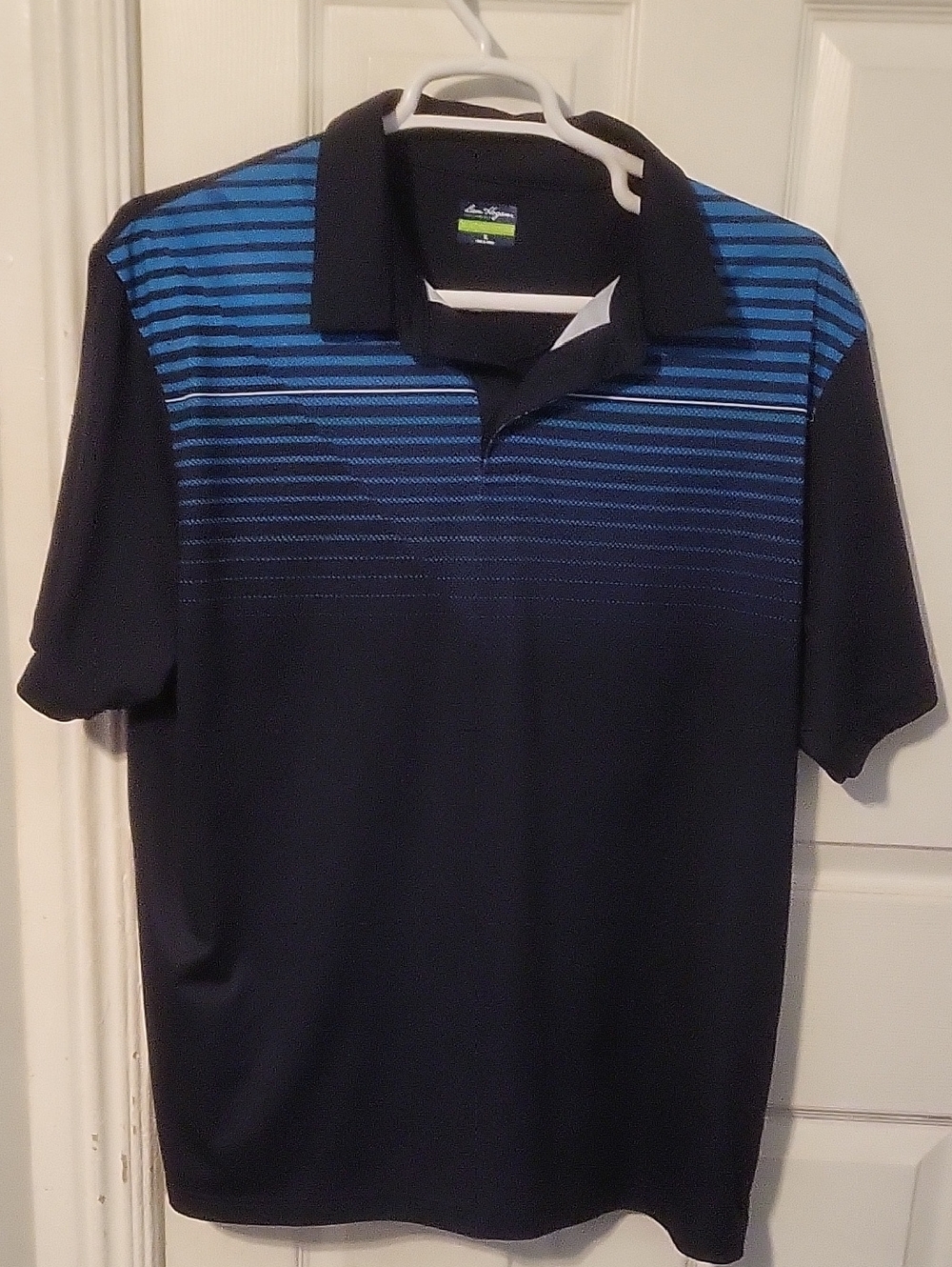Hogan Men's Navy Polo with Blue Stripe Gradient
